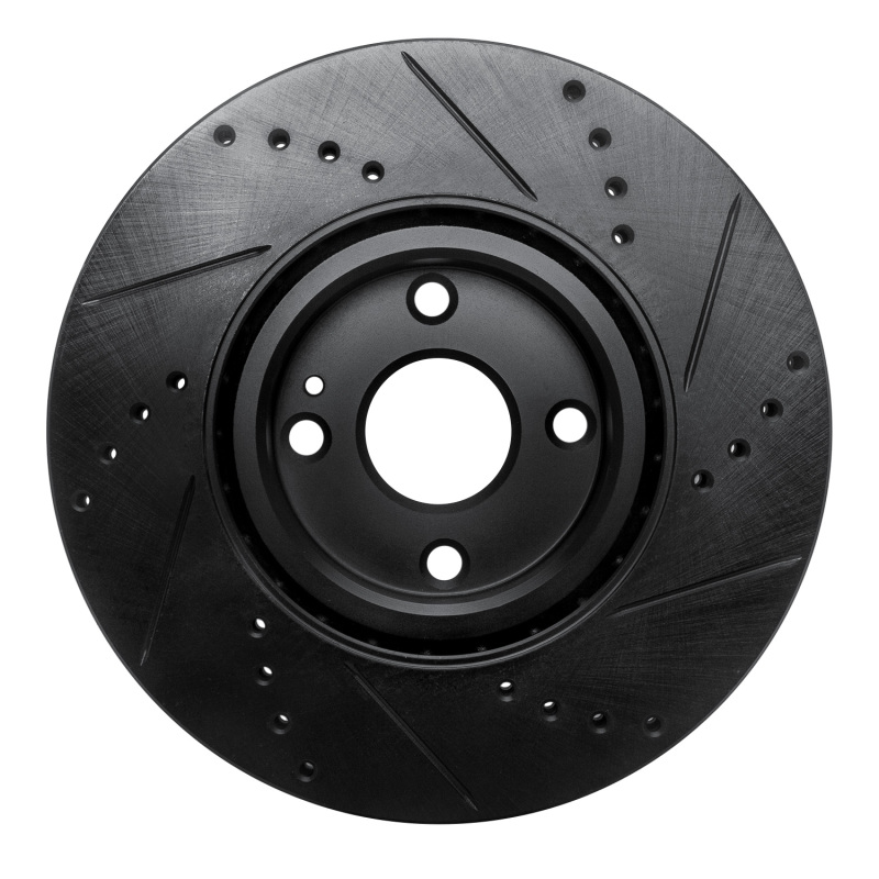 Fiat 124 Spider Brake Rotor (1) - Front Left - R1 Concepts - Drilled & Slotted - Black - `16-`25